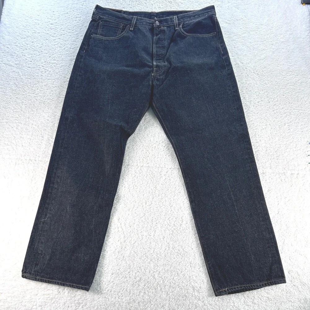 Levis 501 Jeans Men's 36X29 Black Button Fly Straight Leg -‎ Altered -Pre-Own